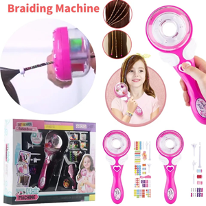 اسباب بازی لوازم آرایشی پک کامل دستگاه بافت مو با نخ رنگی BRAIDED HAIR MACHINE_اسباب بازی